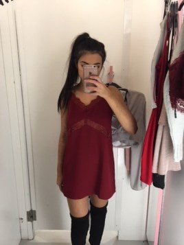 burgandy slip dress